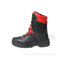 black leather police boots